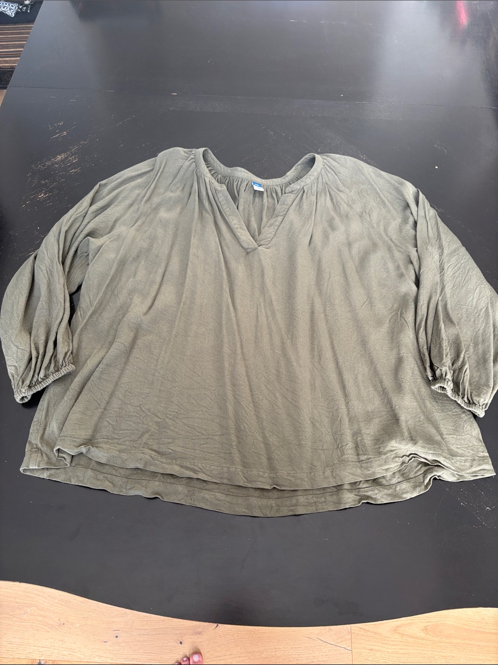 Old Navy Olive Green Peasant V-Neck Tunic